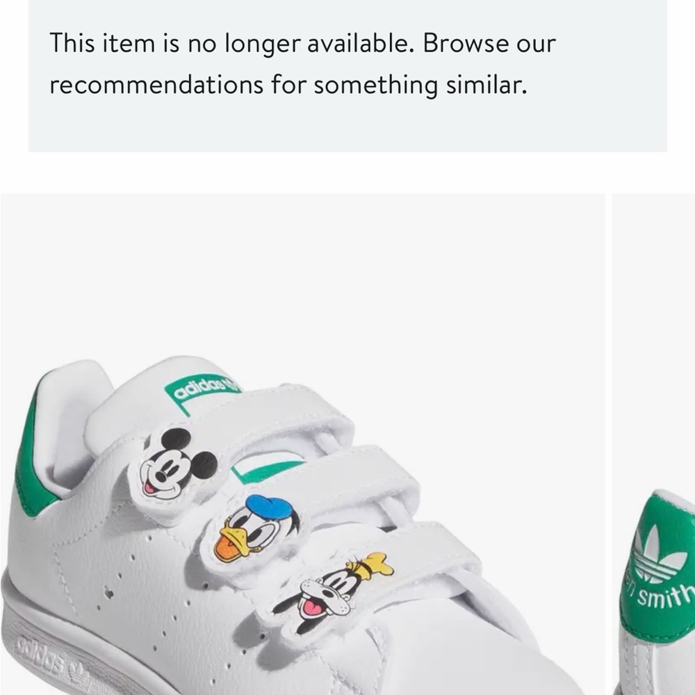 Adidas Kids' White and Green Sneakers with Cartoon Accents